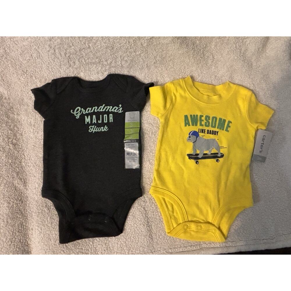 Carter’s Baby Bodysuit Bundle 2 Pack 3 Month NWT Grandma Daddy‎ Dog Skateboard
